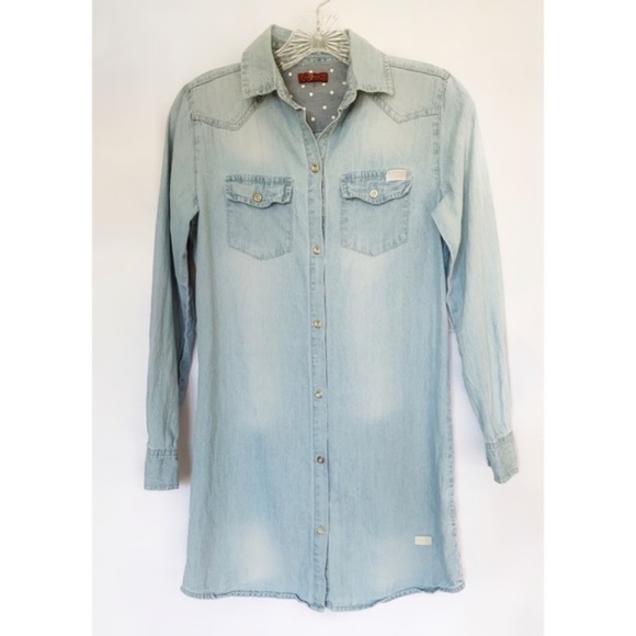 ✨7FAMK Chambray Button Down Tunic - Picture 3 of 6